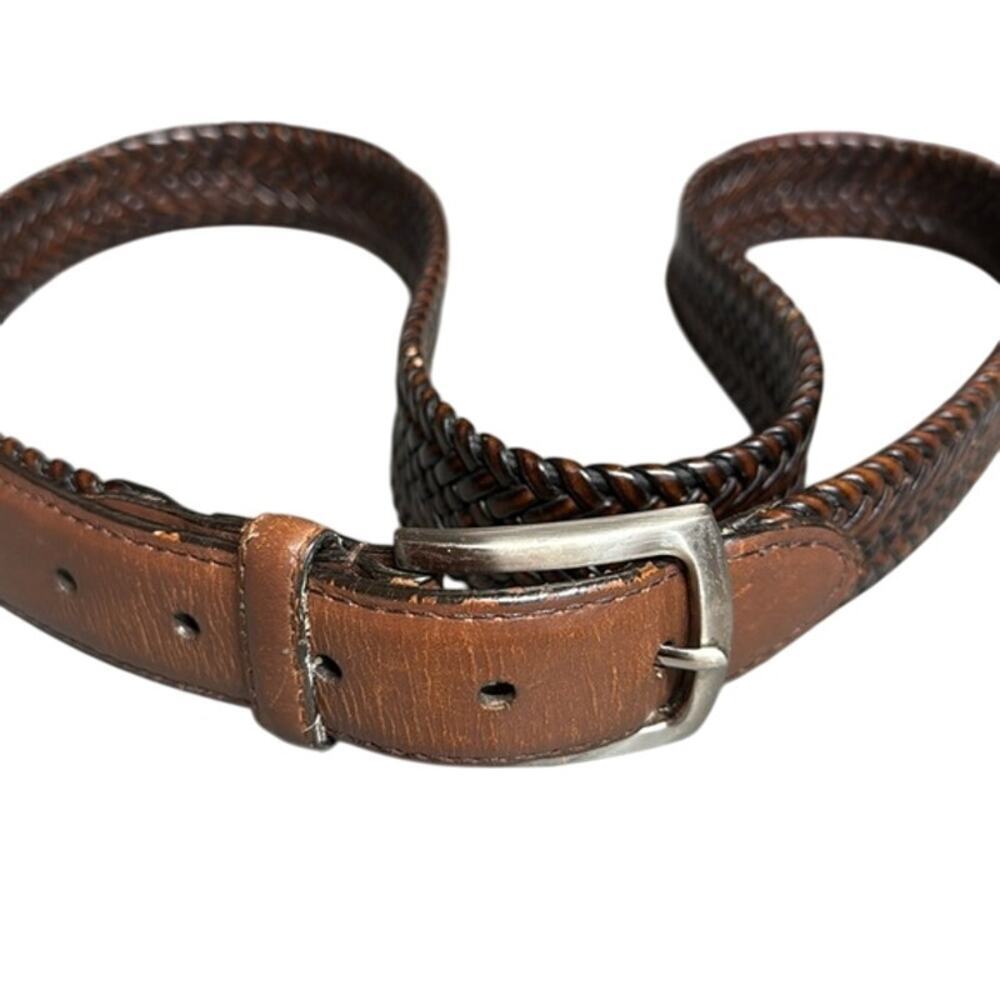 Men's DOCKERS Brown Braided Woven Leather Belt with Bonded Lacing 44/110